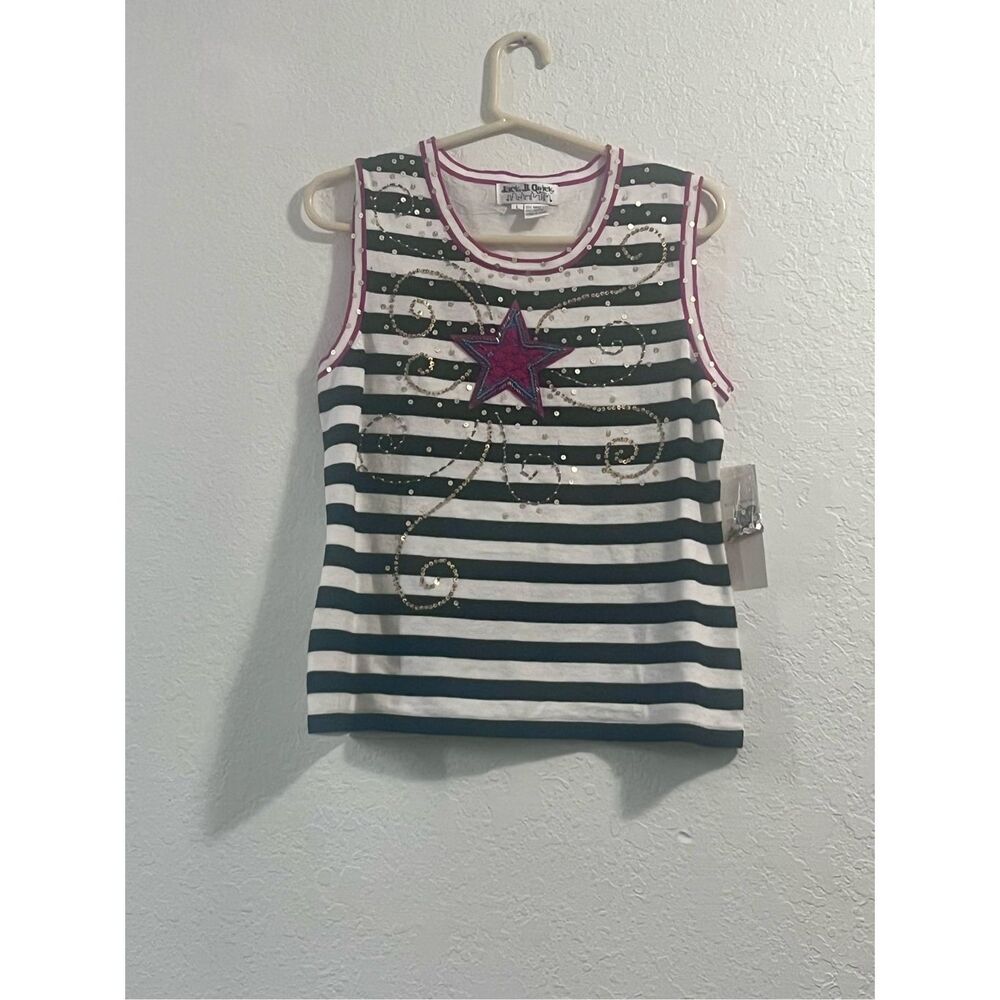 NWT Jack b quick   Sweater  Large Star Americana Beads Sequin 4th Of July